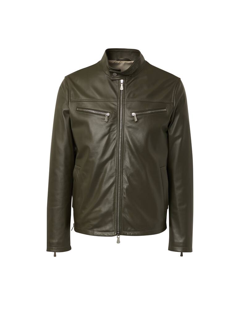rinascente Eleventy Giacca biker in pelle - verde