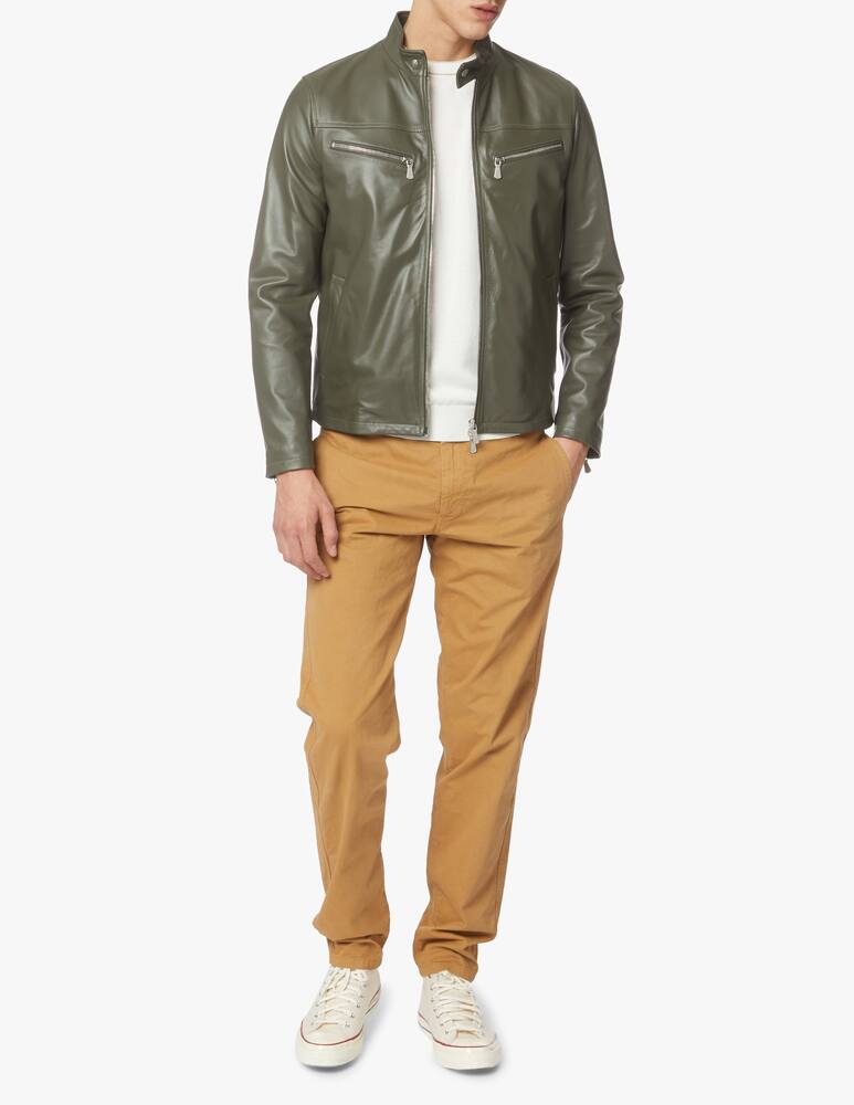 rinascente Eleventy Giacca biker in pelle - verde