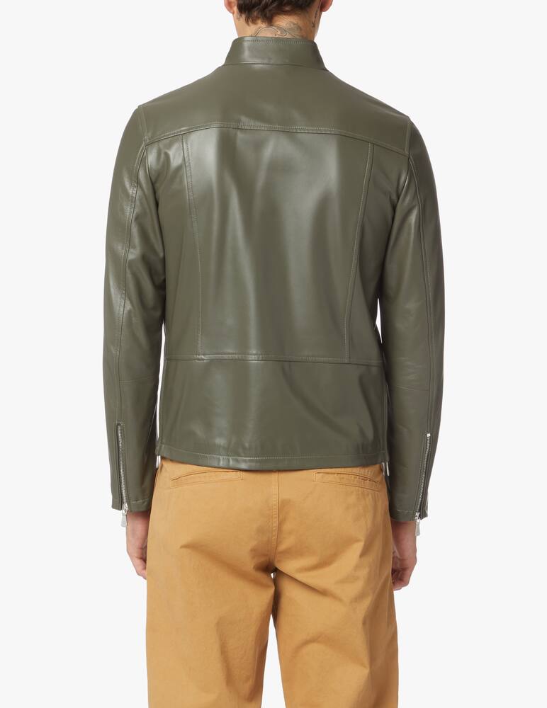 rinascente Eleventy Giacca biker in pelle - verde