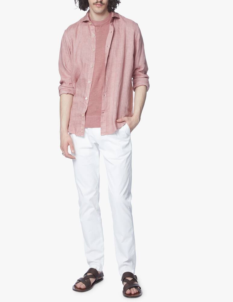 rinascente Eleventy Maglietta girocollo in cotone e lino - rosa