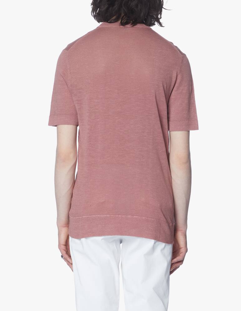 rinascente Eleventy Maglietta girocollo in cotone e lino - rosa