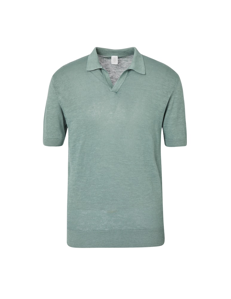 rinascente Eleventy Cotton linen open polo - green
