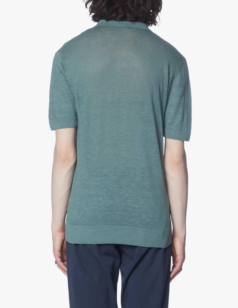 rinascente Eleventy Cotton linen open polo - green