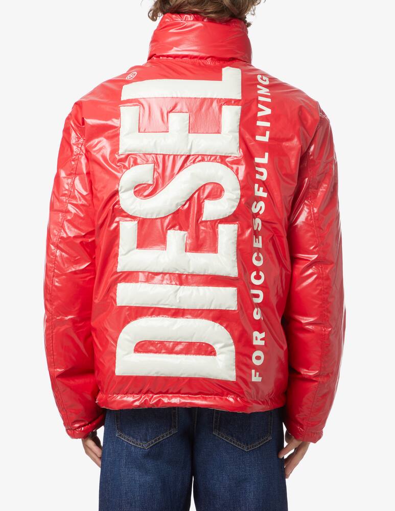 rinascente Diesel Puffer shiny logo jacket - Red