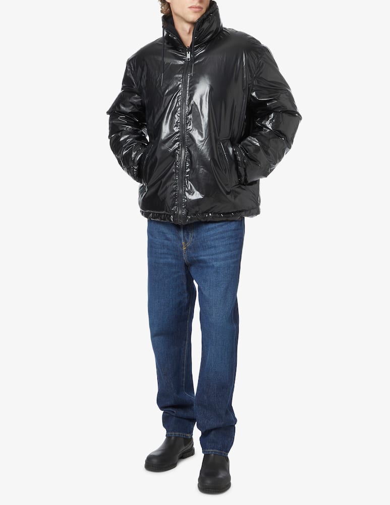 rinascente Diesel Shiny logo back puffer jacket - Black