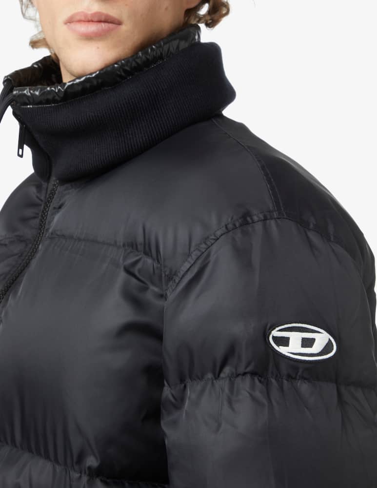 rinascente Diesel Shiny logo back puffer jacket - Black
