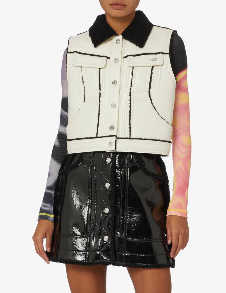 Diesel Patent leather vest jacket with sheepskin - Black - picture 1 Diesel Patent leather vest jacket with sheepskin - Black - picture 1