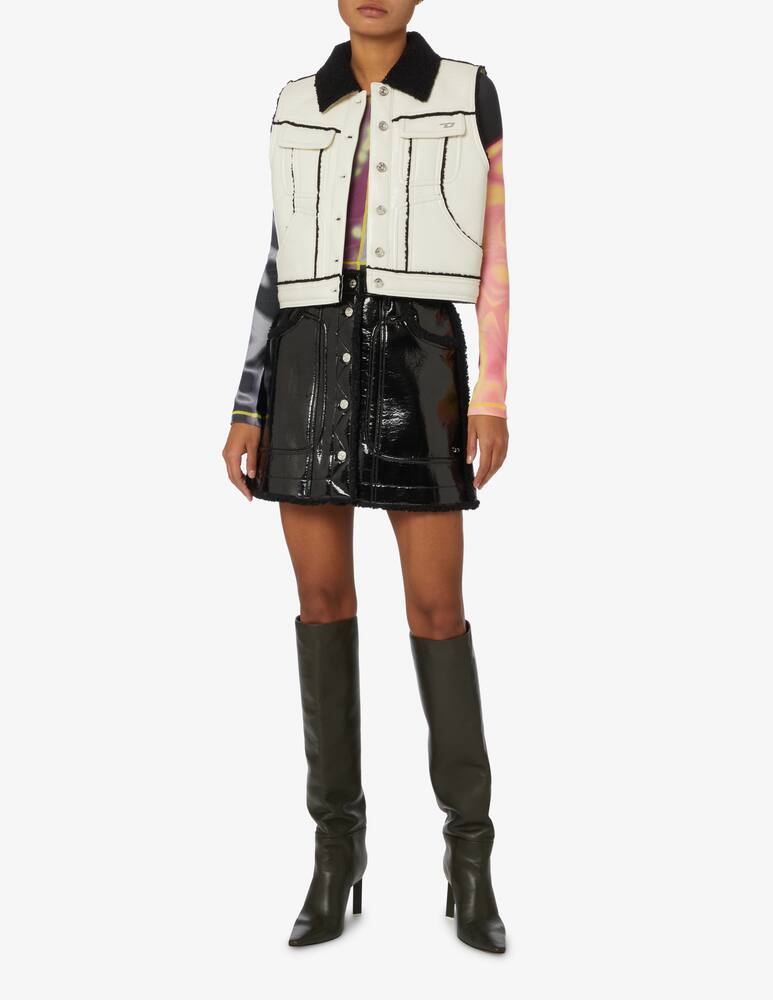 Diesel Patent leather vest jacket with sheepskin - Black - picture 2 Diesel Patent leather vest jacket with sheepskin - Black - picture 2