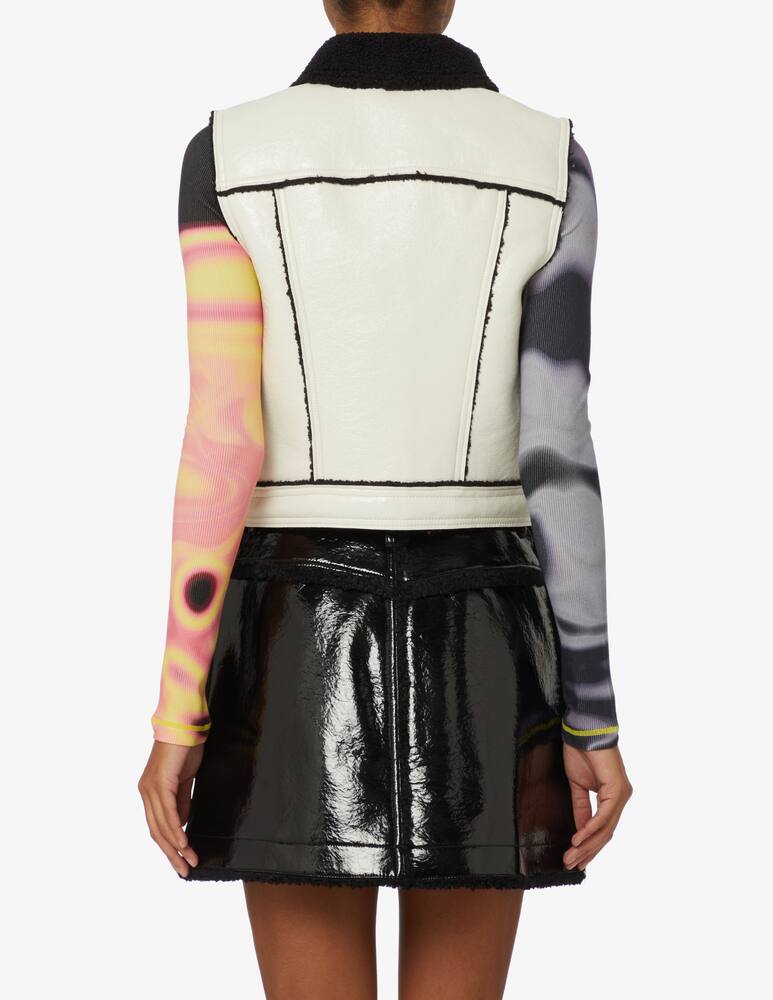 Diesel Patent leather vest jacket with sheepskin - Black - picture 3 Diesel Patent leather vest jacket with sheepskin - Black - picture 3