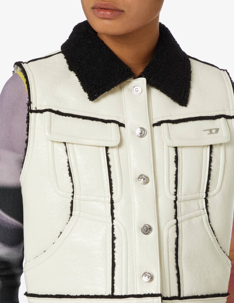 Diesel Patent leather vest jacket with sheepskin - Black - picture 4 Diesel Patent leather vest jacket with sheepskin - Black - picture 4