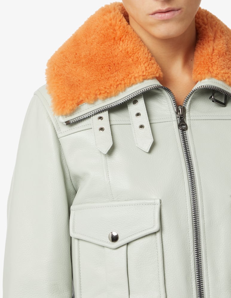 rinascente Diesel Giacca in pelle corta con montone - Azzurro