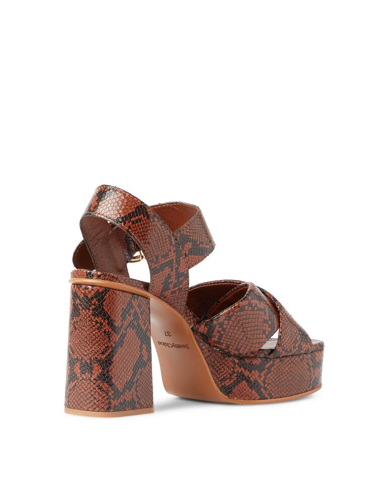 rinascente See By Chloé Lyna python platform sandals with chunky heel
