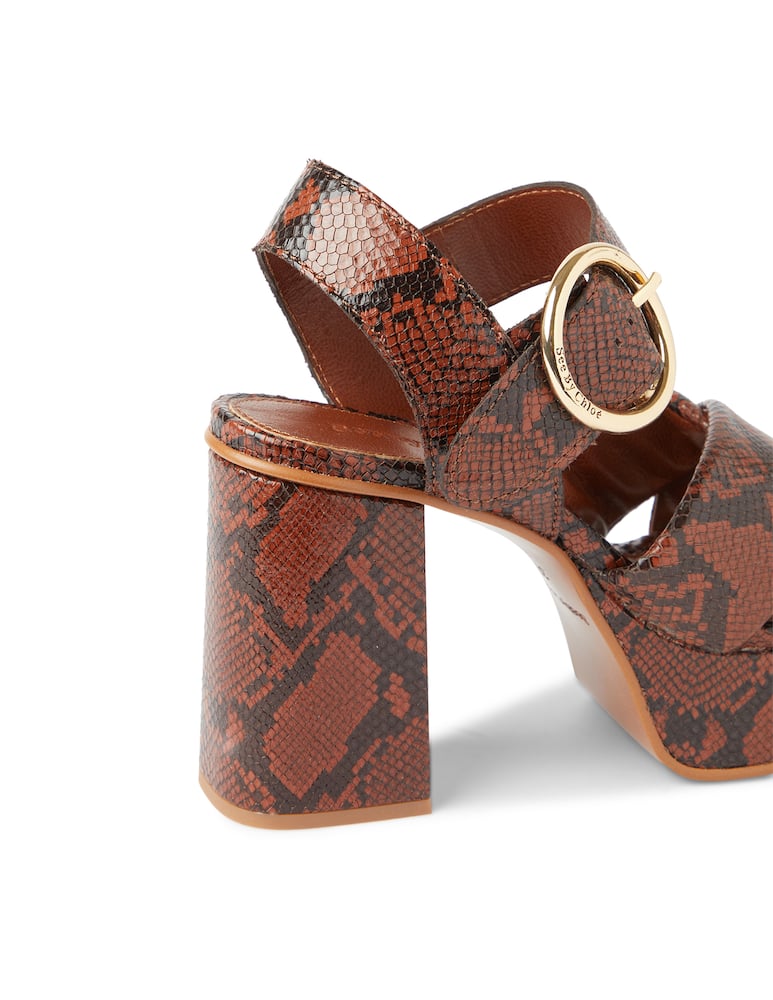 rinascente See By Chloé Lyna python platform sandals with chunky heel