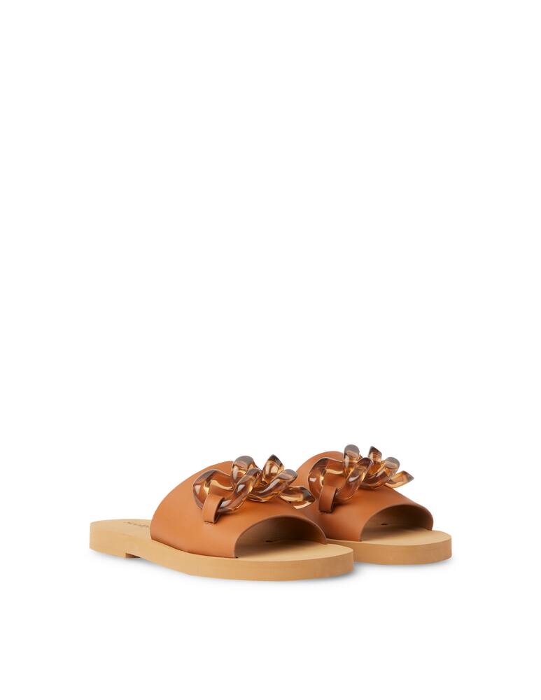 rinascente See By Chloé Mahe leather slide with chain - brown