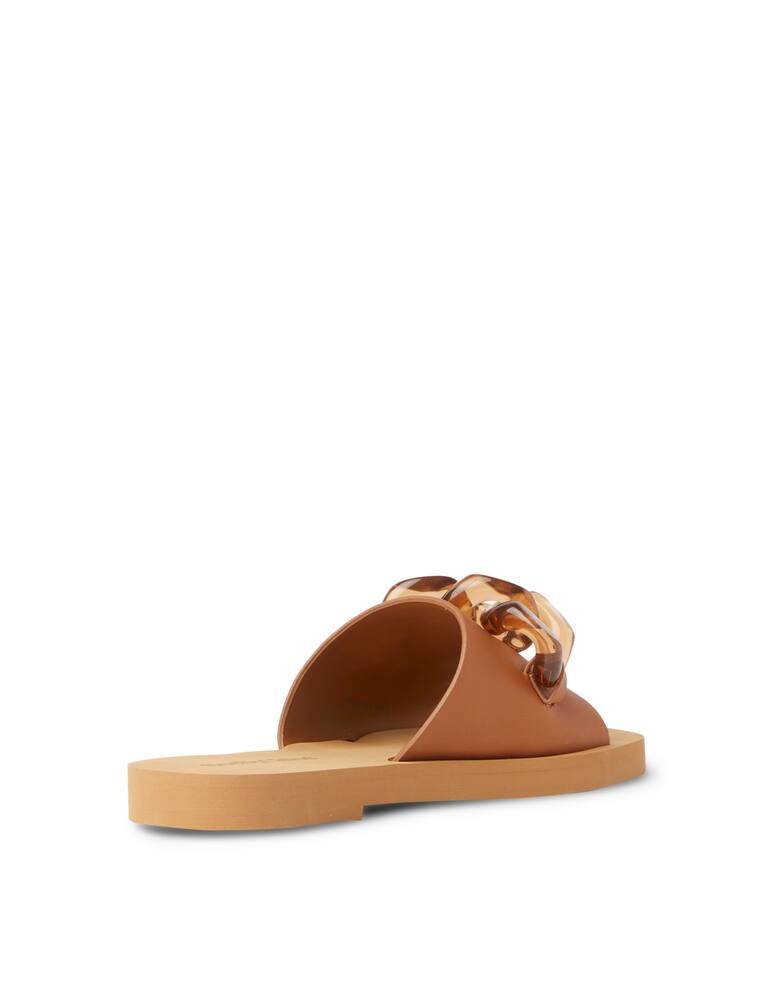 rinascente See By Chloé Mahe leather slide with chain - brown