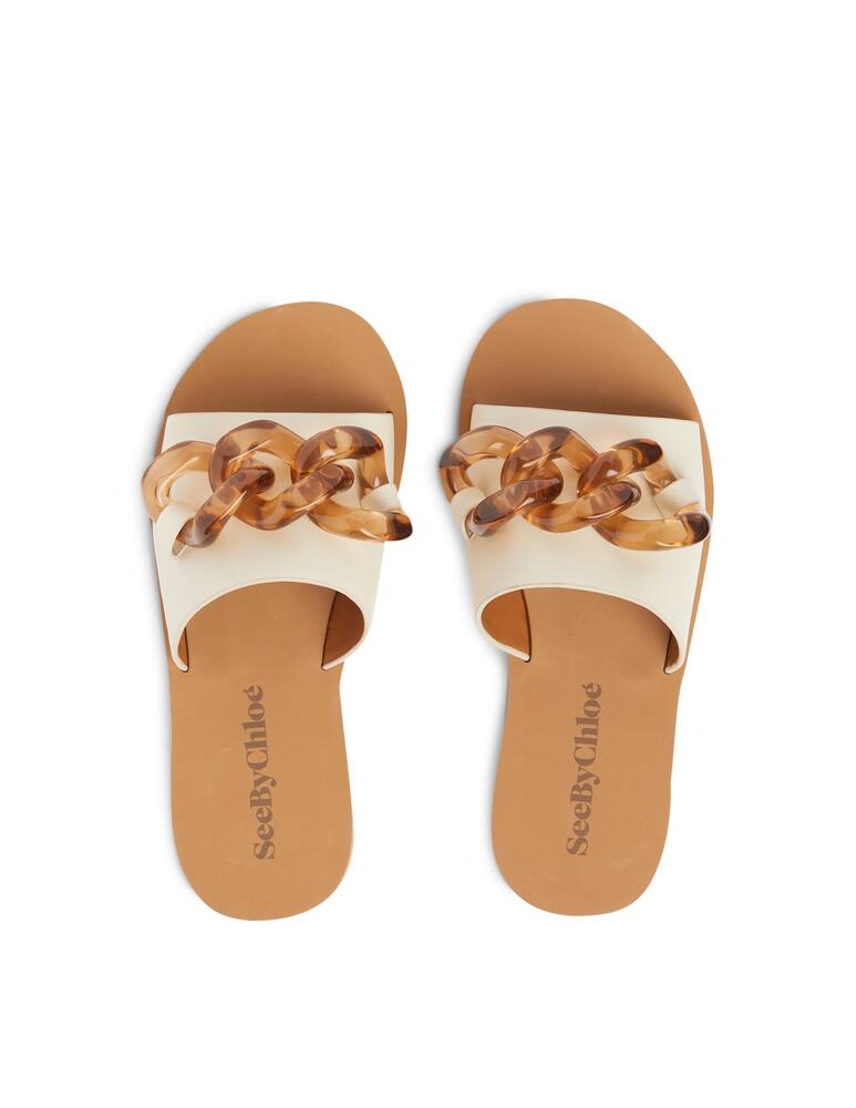 rinascente See By Chloé Mahe leather slide with chain - white