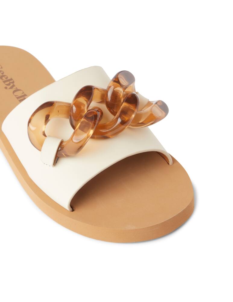 rinascente See By Chloé Mahe leather slide with chain - white