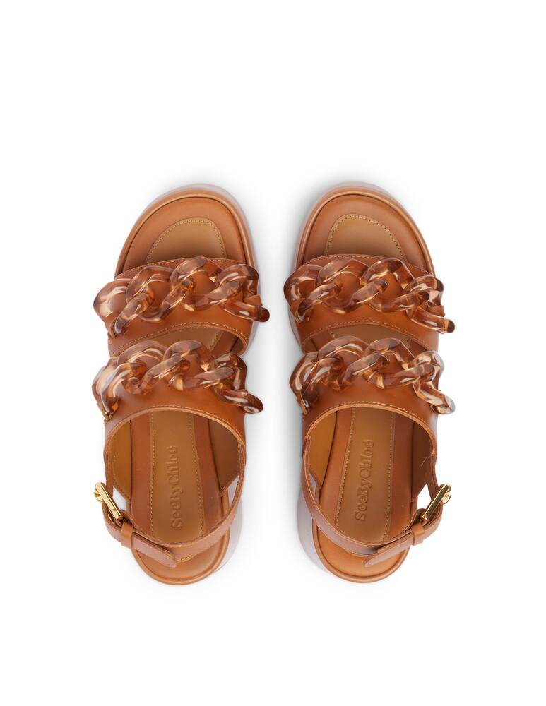 rinascente See By Chloé Sandali a zeppe in pelle con catena Mahe - marrone