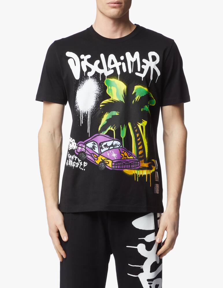 rinascente Disclaimer T-shirt with palm and car print on the back