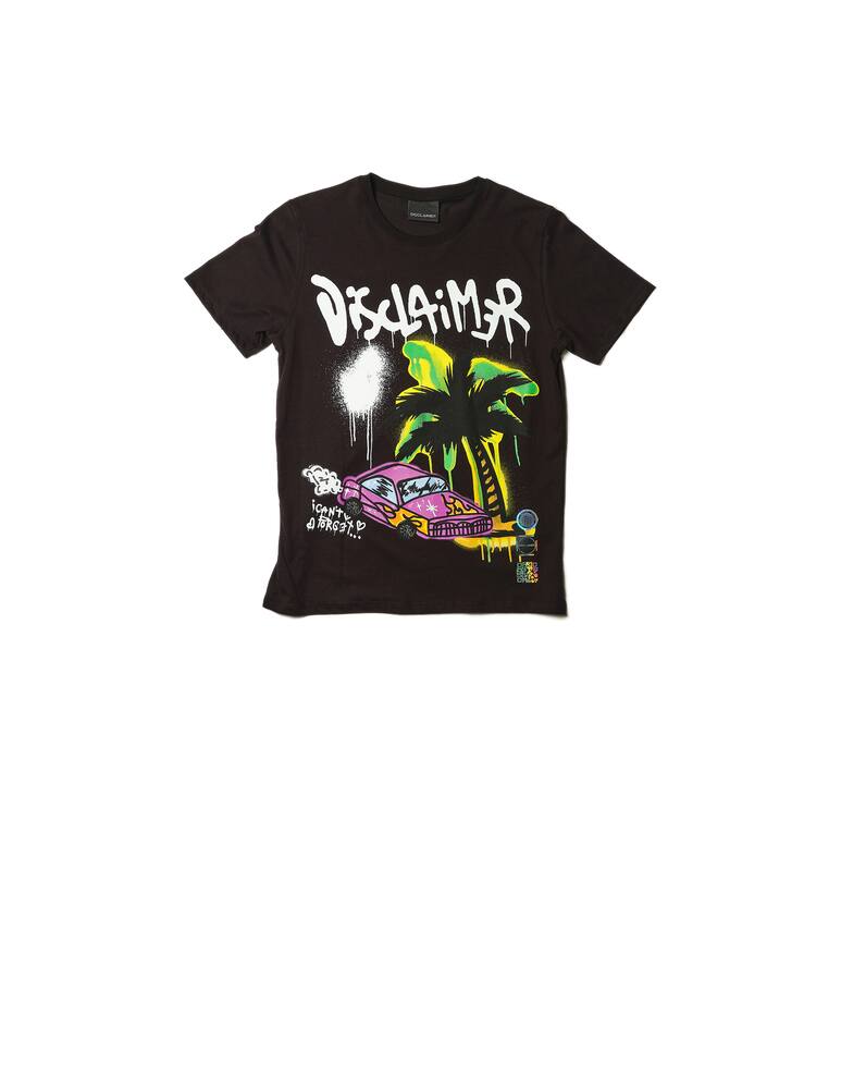 rinascente Disclaimer T-shirt with palm and car print on the back