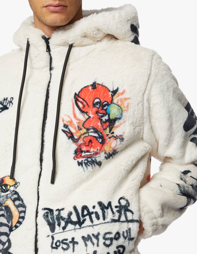 rinascente Disclaimer Full zip faux fur hooded jacket