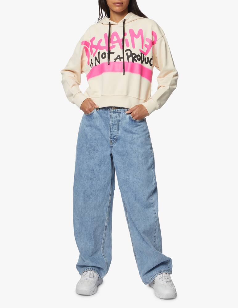 rinascente Disclaimer Felpa crop con cappuccio in cotone