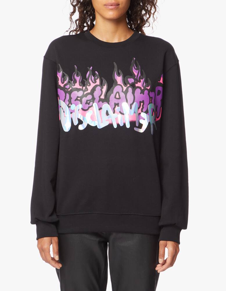 rinascente Disclaimer Felpa girocollo in cotone con scritta metallica