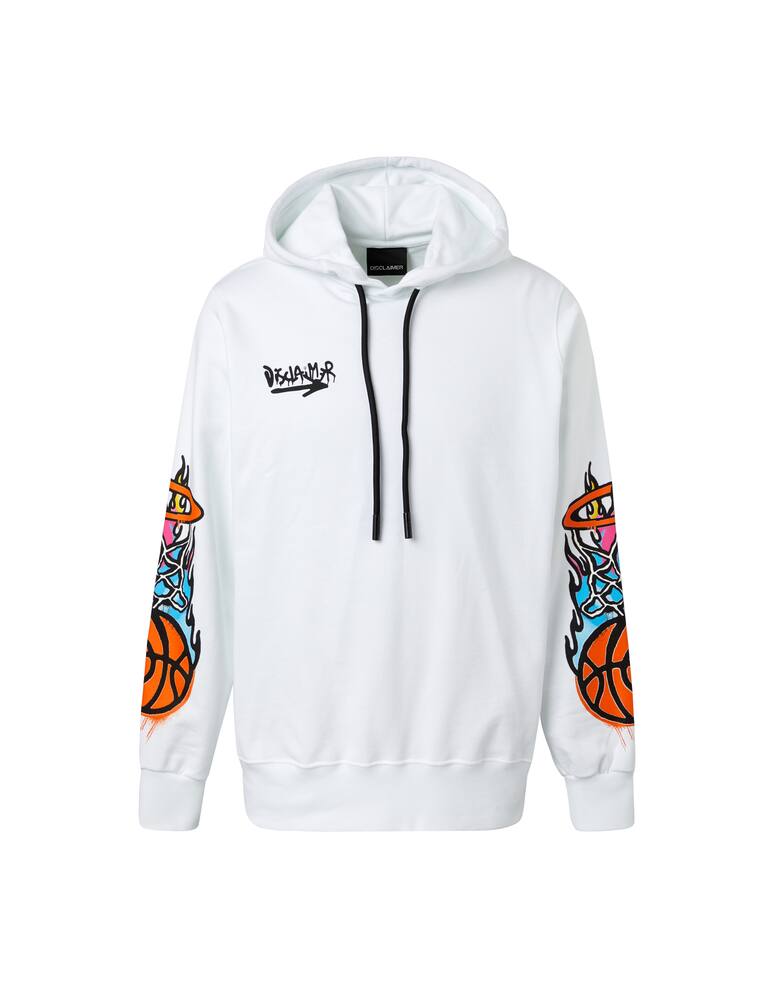 rinascente Disclaimer Basket fire hoodie - white