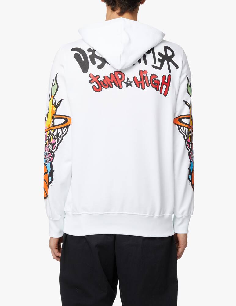 rinascente Disclaimer Basket fire hoodie - white
