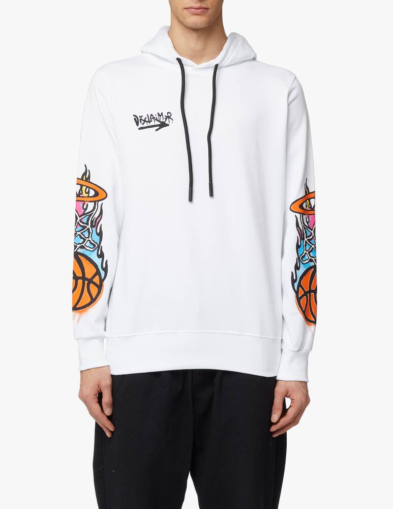 rinascente Disclaimer Basket fire hoodie - white
