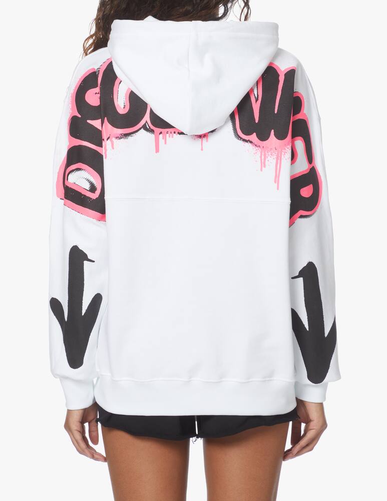 rinascente Disclaimer Felpa con cappuccio over in cotone - bianco