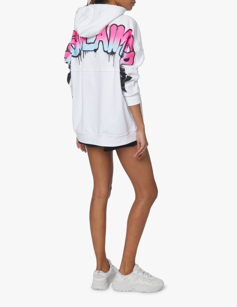 rinascente Disclaimer Felpa con cappuccio over in cotone - bianco