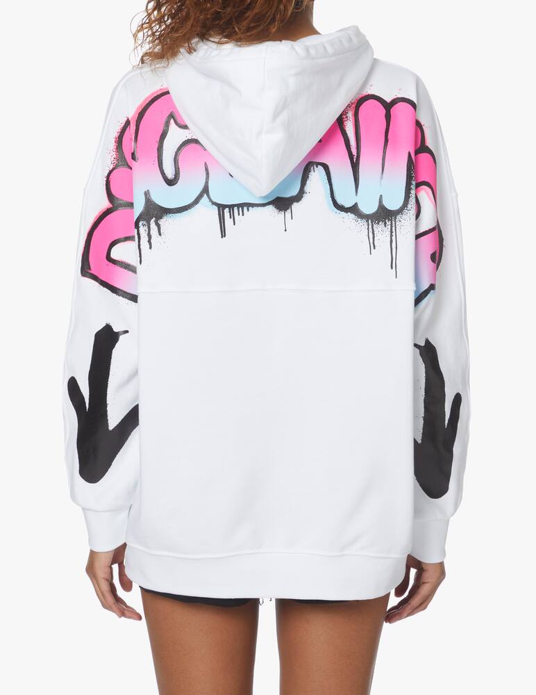 rinascente Disclaimer Felpa con cappuccio over in cotone - bianco