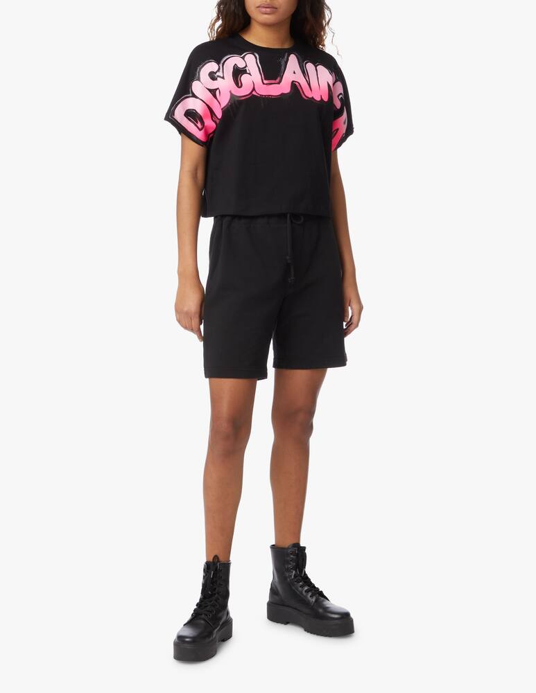 Disclaimer Crop T-shirt in cotton - black - picture 2 Disclaimer Crop T-shirt in cotton - black - picture 2