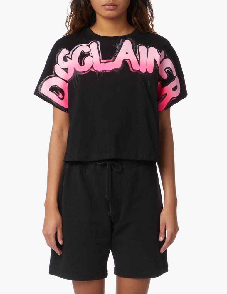 Disclaimer Crop T-shirt in cotton - black - picture 1 Disclaimer Crop T-shirt in cotton - black - picture 1
