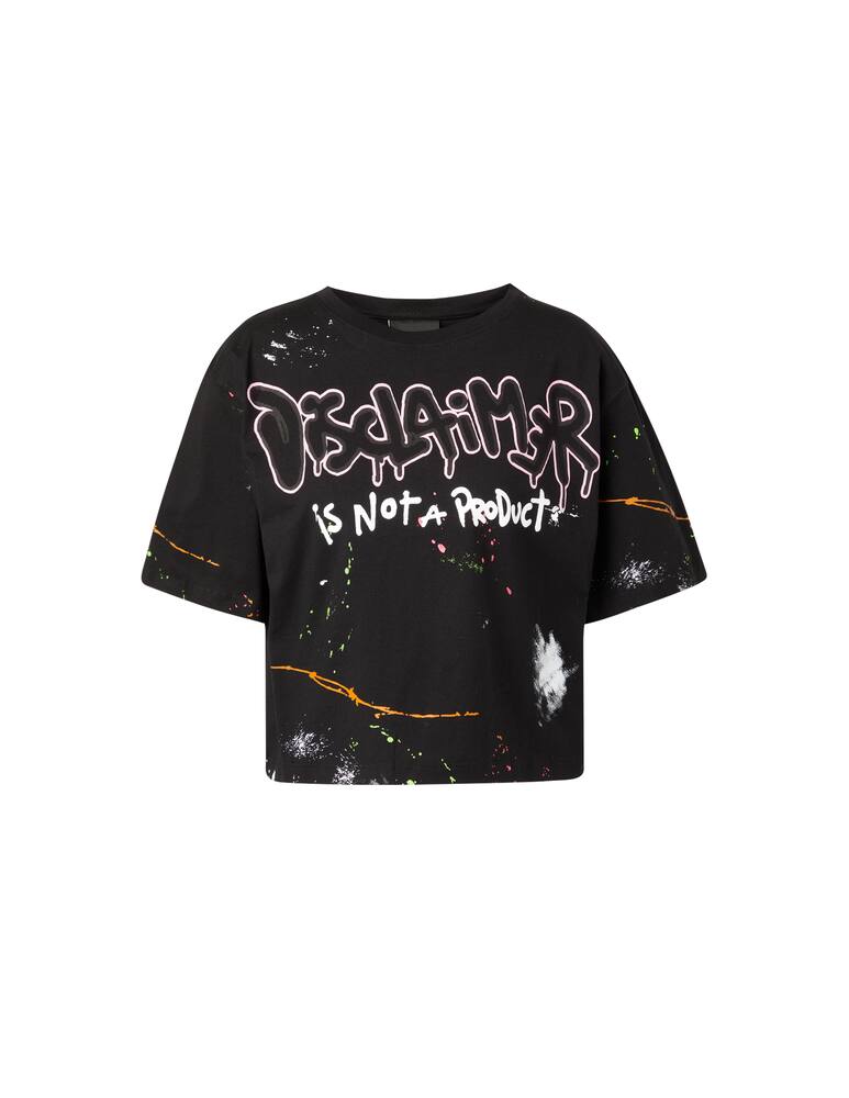 rinascente Disclaimer Crop T-shirt in cotton - black