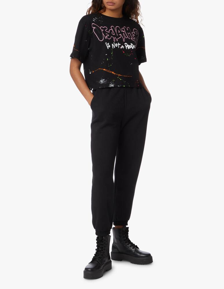 rinascente Disclaimer Crop T-shirt in cotton - black