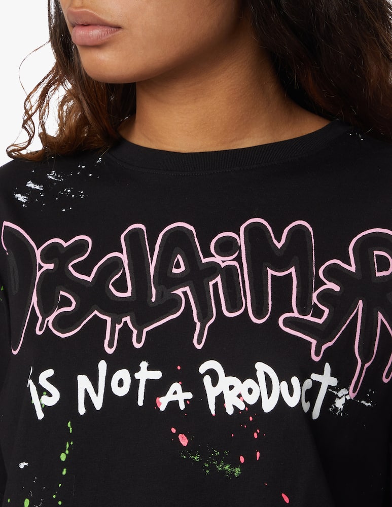 rinascente Disclaimer Crop T-shirt in cotton - black