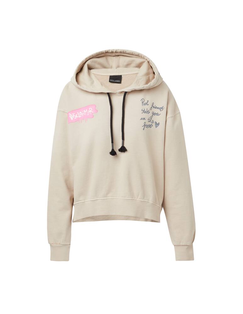 rinascente Disclaimer Crop hoodie in cotton - beige