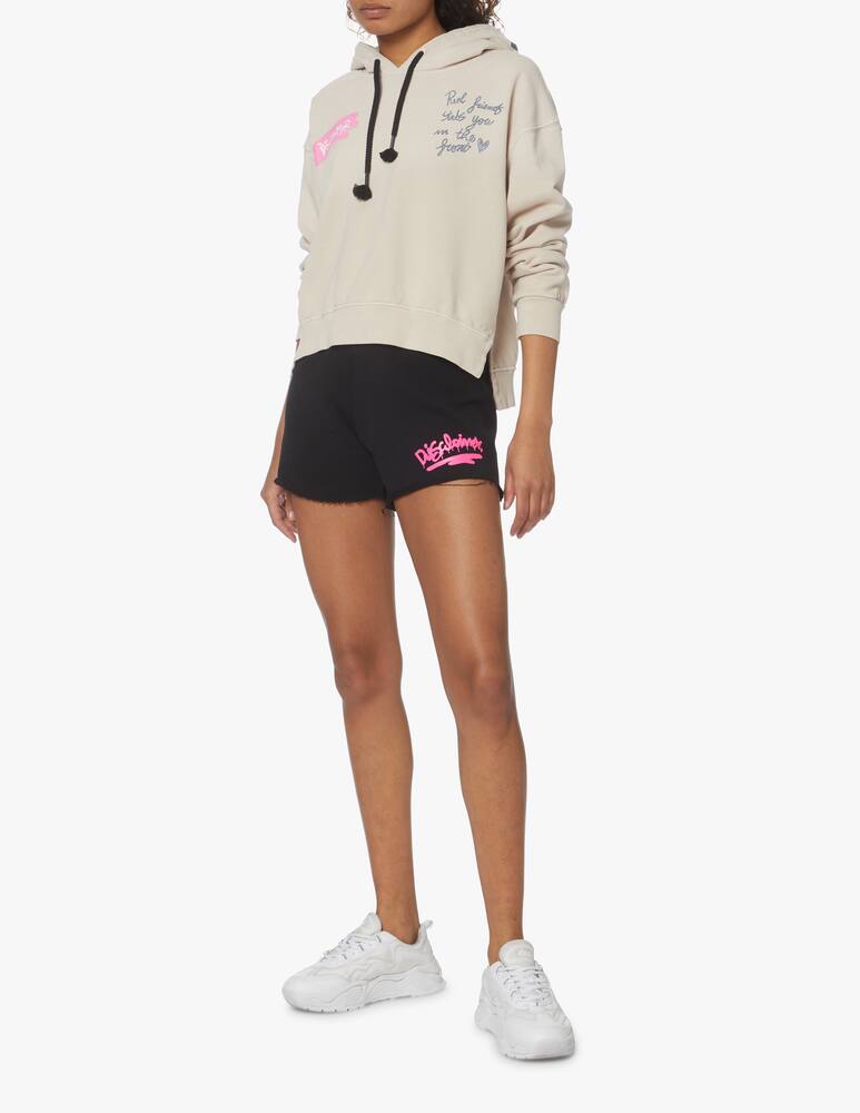 rinascente Disclaimer Crop hoodie in cotton - beige