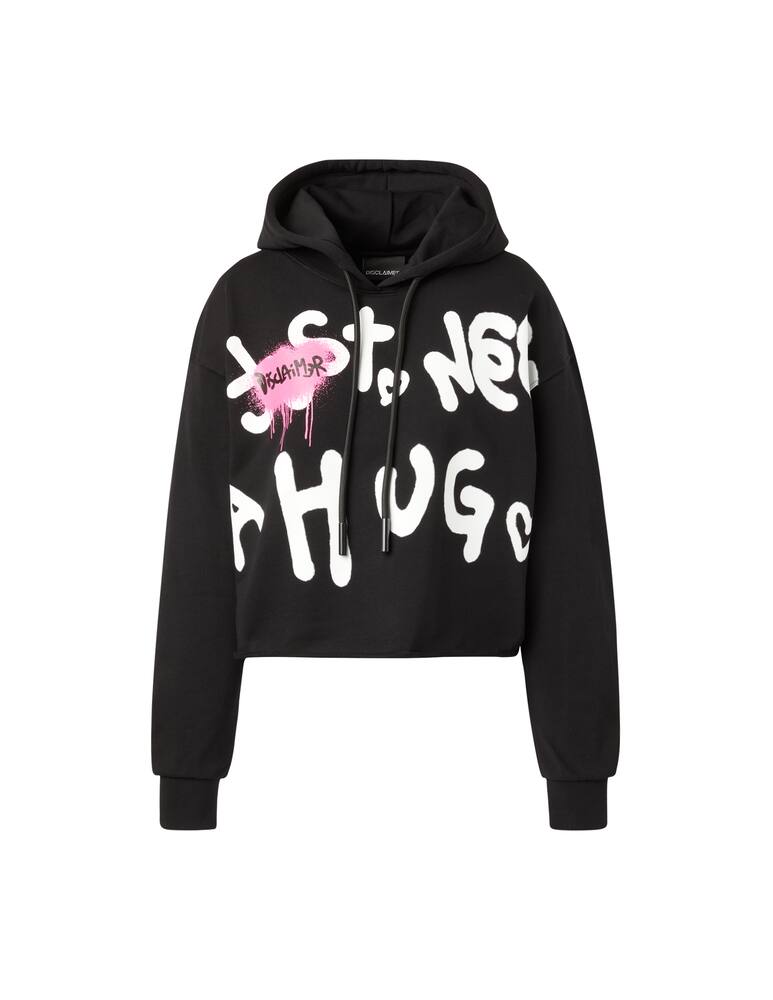 rinascente Disclaimer Crop hoodie in cotton - black