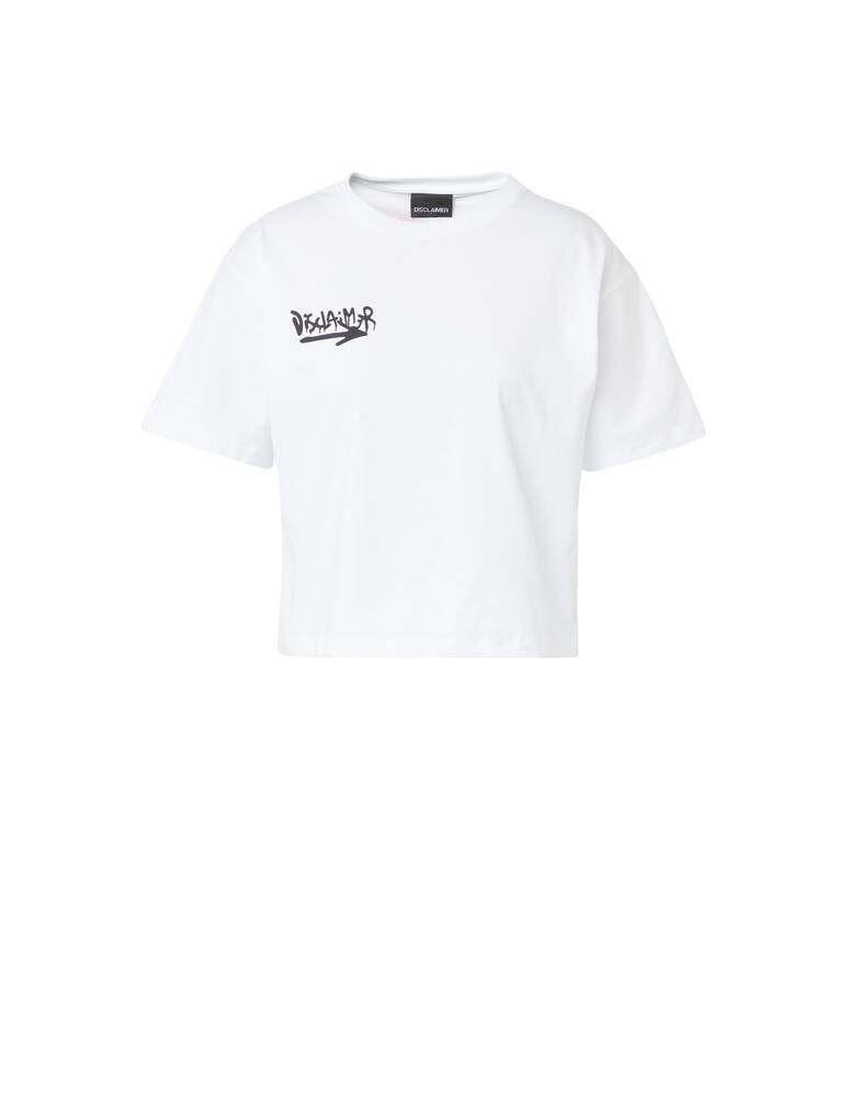 rinascente Disclaimer Crop T-shirt in cotton - white