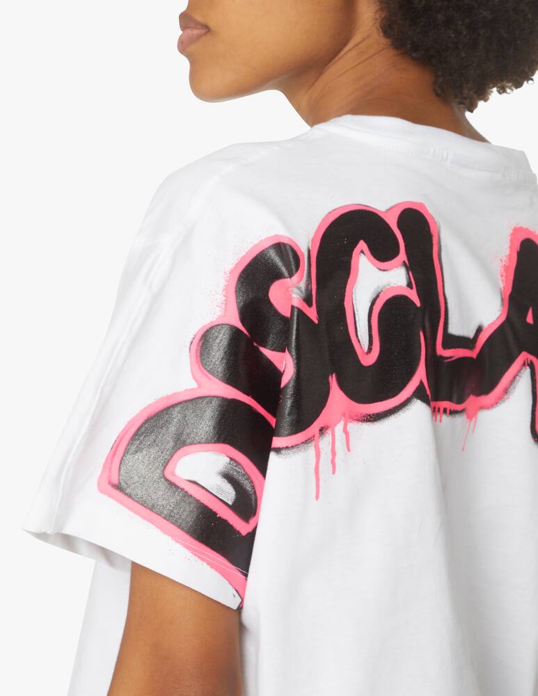 rinascente Disclaimer Crop T-shirt in cotton - white