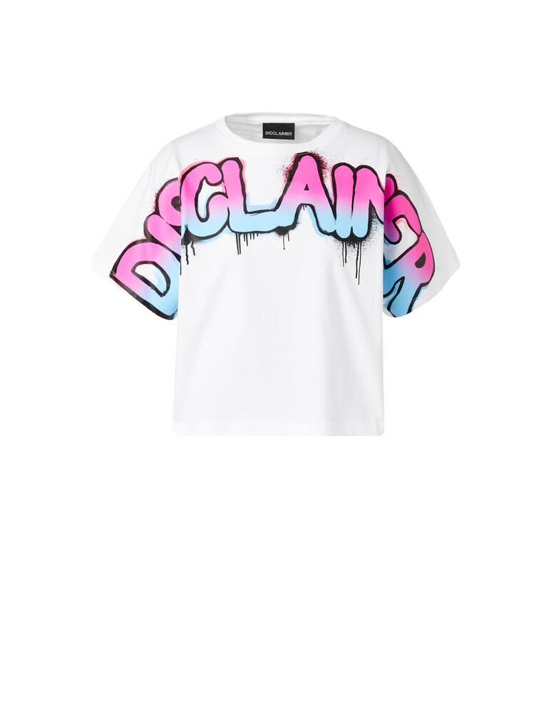 rinascente Disclaimer Crop T-shirt in cotton - white