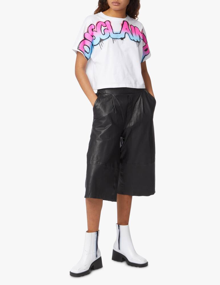 rinascente Disclaimer Crop T-shirt in cotton - white