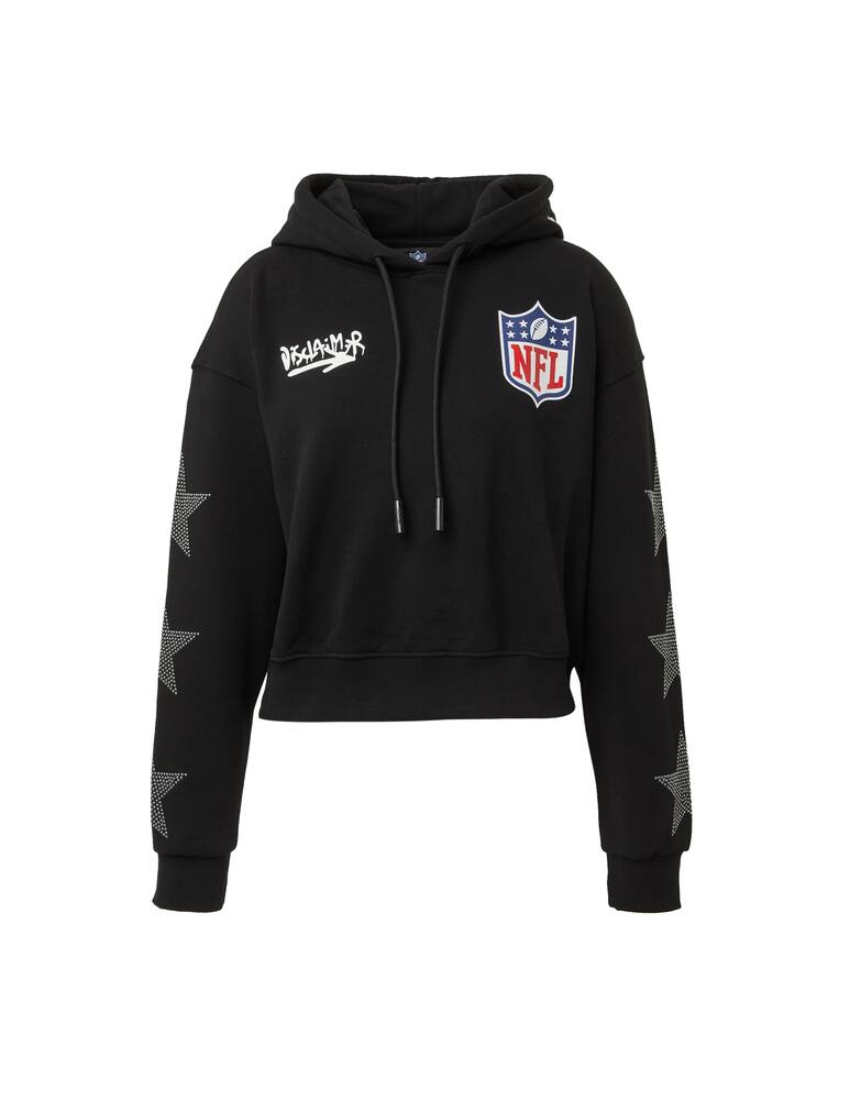 rinascente Disclaimer Felpa crop con cappuccio in cotone - nero