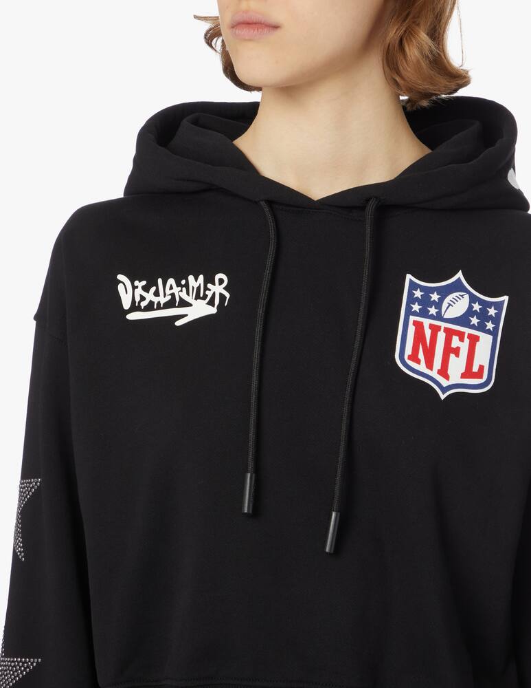 rinascente Disclaimer Felpa crop con cappuccio in cotone - nero