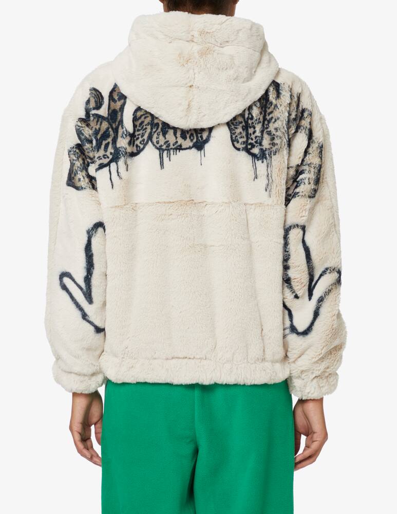 rinascente Disclaimer Pellicciotto crop con cappuccio e logo maculato - Beige