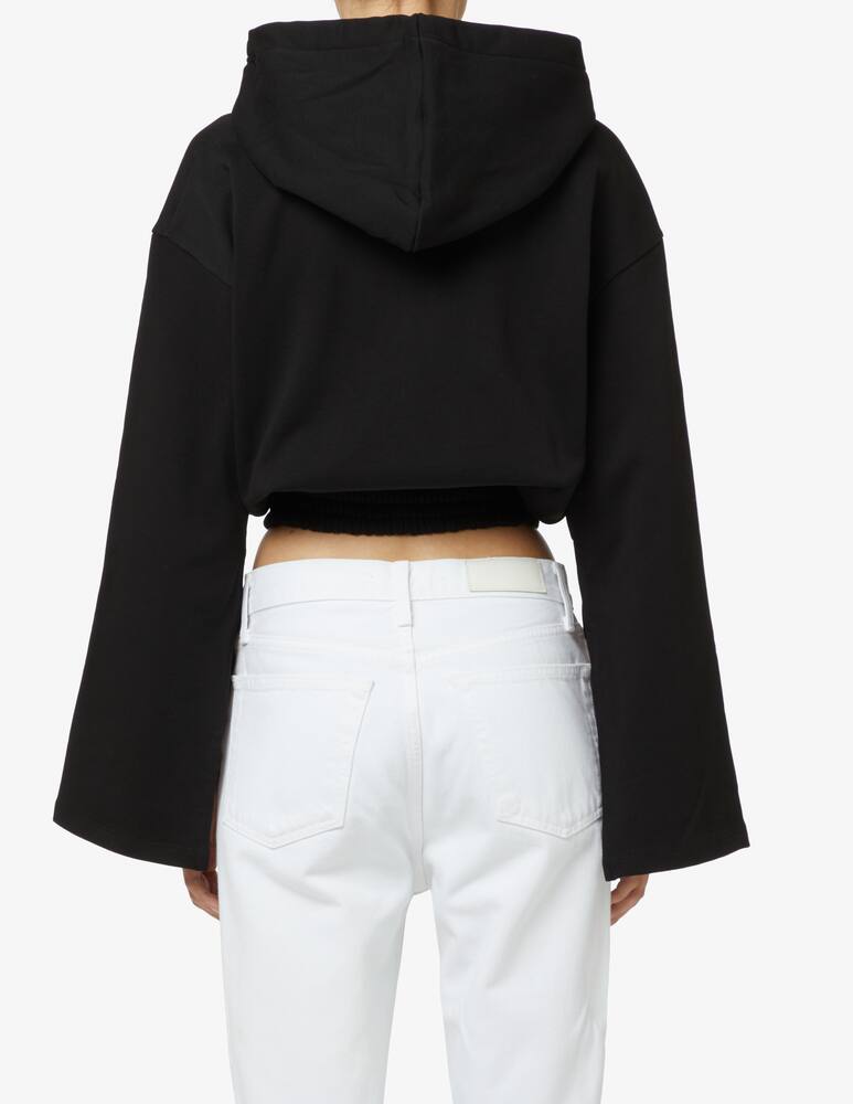 rinascente Disclaimer Cotton crop hoodie - Black