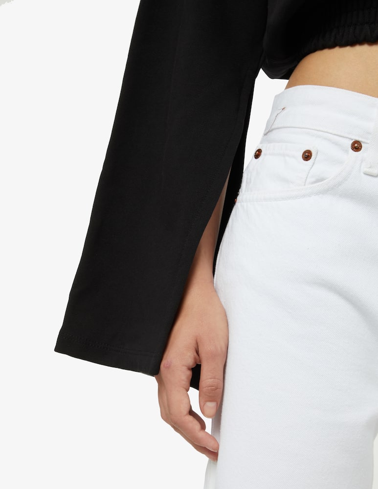 rinascente Disclaimer Cotton crop hoodie - Black